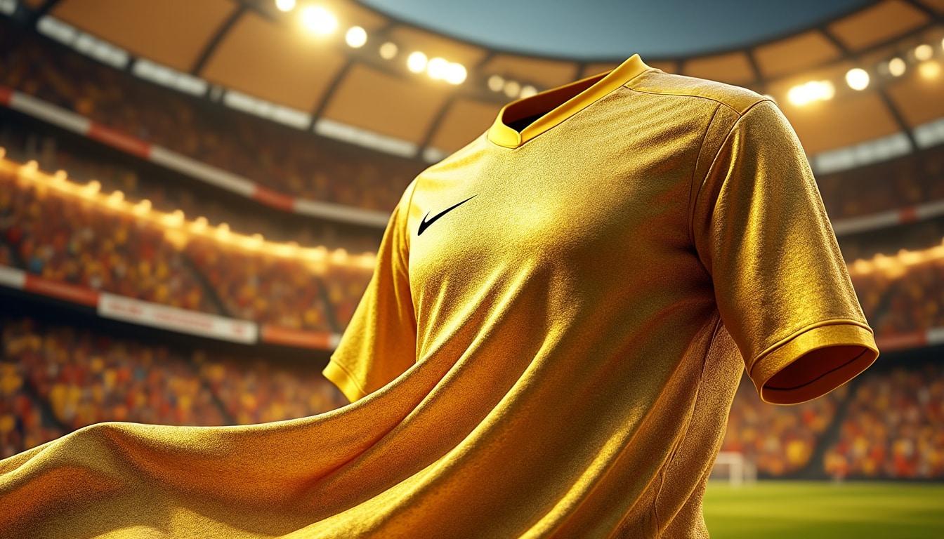 découvrez le nouveau maillot doré, le quatrième modèle tant attendu, désormais disponible à la vente. ne manquez pas l'occasion de briller sur le terrain avec ce design audacieux et élégant !